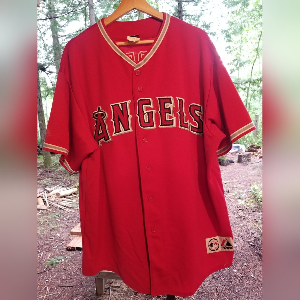Majestic LA Angels XXL Vladimir Guerrero Red Baseball Jersey Button Shirt 32